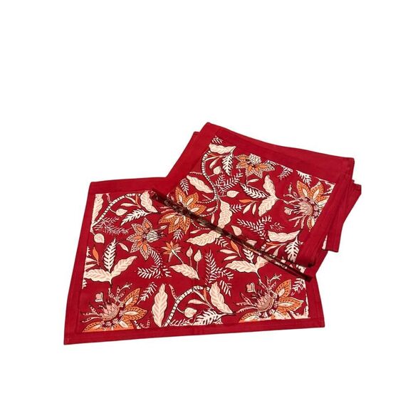 NWOT Julia Amory Rouge Chintz Cotton Placemats Set of 8 – Floral Table Linens - Picture 3 of 5